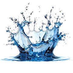 Splashing water crown, a burst of liquid energy, against black background