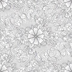 Intricate floral pattern in black and white for design and decoration