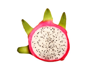 Pitahaya on a white background. Exotic pink delicious fruit from Thailand.