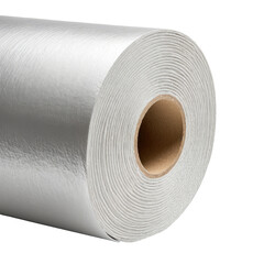 Shiny silver material on a roll, layers wound around a cardboard tube