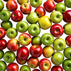 Apples  An assortment of red, green, and yellow apples close together
