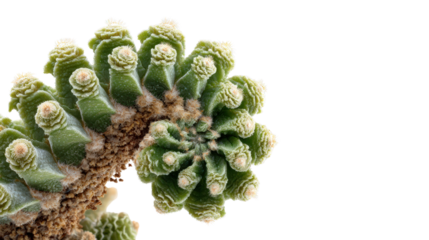 Unique cactus with spiral growth pattern, background isolated on a Transparent background, PNG file.