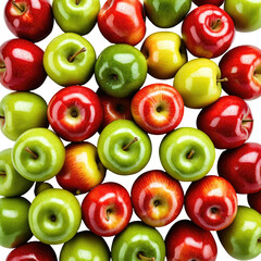 Apple abundance Red, green, and yellow fruits stacked tightly together