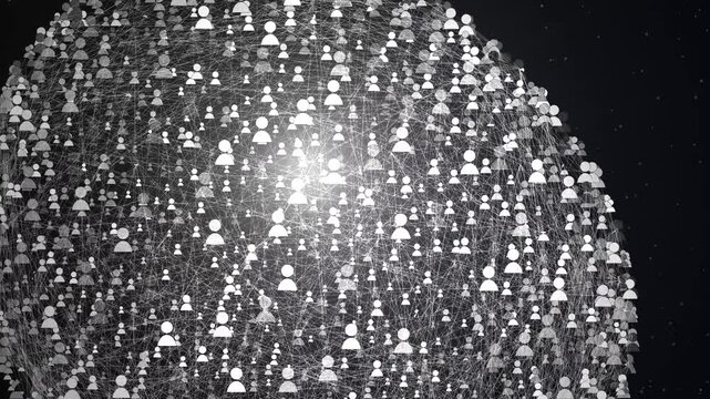 People icons form 3D Global population concept of community connection
