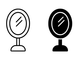 Minimalist icon, mirror vector, black and white, outline and silhouette