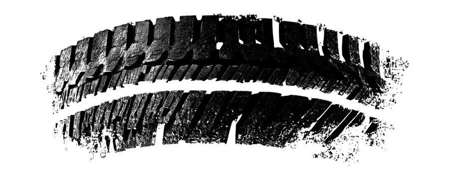 Realistic Black Tire Imprints With One And Two Wheel Track Patterns Isolated On A Transparent Background