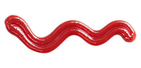 Red tomato ketchup squeezed in continuous wavy line isolated on transparent background