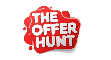 Uncover amazing deals with the Offer Hunt promotion, a vibrant red splash graphic perfect for sales, discounts, and limited-time opportunities to grab your customer's attention