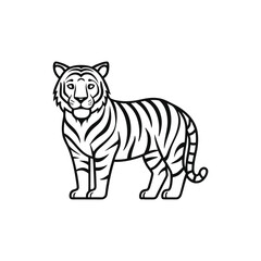 Stylized black and white tiger illustration isolated on white background

