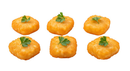 Six Crispy Chicken Nuggets with Parsley food fried