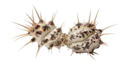 Unusual cactus species with twisting body and sparse spines, isolated on a Transparent background, PNG file.