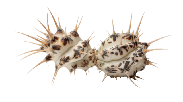 Unusual cactus species with twisting body and sparse spines, isolated on a Transparent background, PNG file.