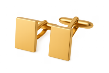 Gold square cufflinks adding elegance to men's formal wear