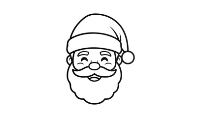 Obraz premium Simple line drawing of santa claus face with hat and beard