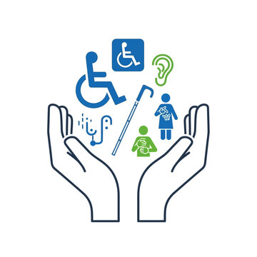 Empowering accessibility and inclusion, a caring hand for all abilities, promoting awareness for disability rights and support, advocating for accessible communities, originally vector graphics