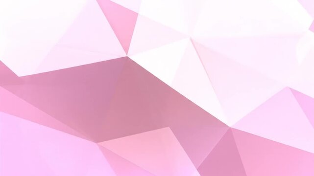 A geometric composition featuring interlocking polygonal shapes in varying shades of pink and white