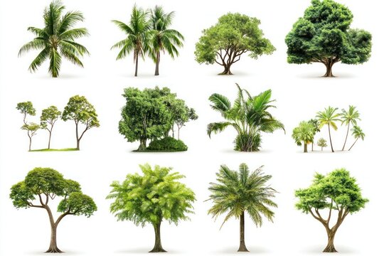 A lush tropical landscape with vibrant green foliage and towering palm trees, set against a backdrop of a serene blue sky and a distant mountain range.