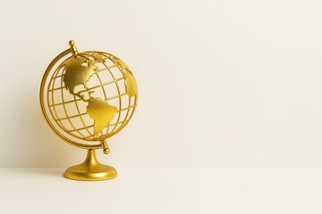 Stylized golden globe with geographic grid - concept of global reach, travel, and international business in premium aesthetics