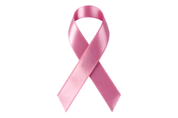 Pink ribbon symbol for breast cancer awareness isolated on transparent background