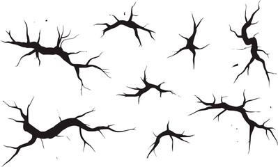 Black fissures branching cracks texture