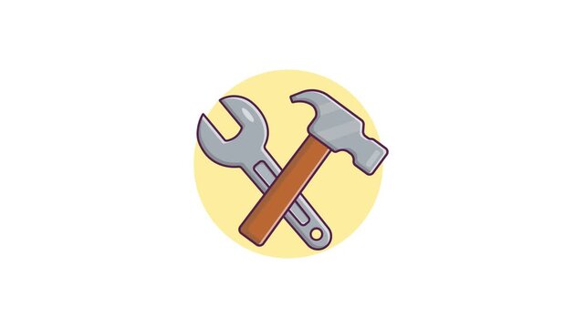 4k Wrench and Hammer. Repair and Maintenance Tools Concept Animation Video 