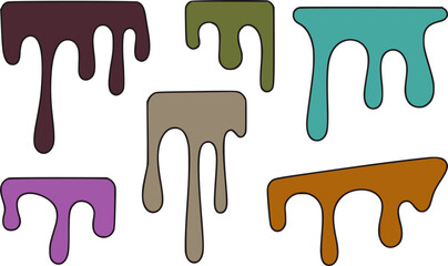 Colorful drips abstract shapes fluid graphic