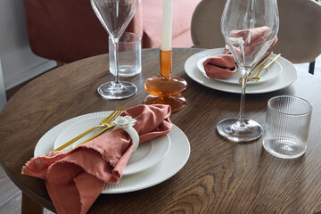 Luxurious dining display with ambient lighting and refined details