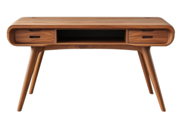 Mid century modern desk wood minimalist table retro style furniture walnut finish office design home