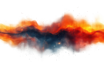 Abstract Fractal Art Energy Swirls in Fiery Reds and Cool Blues Digital Illustration Generative Wave