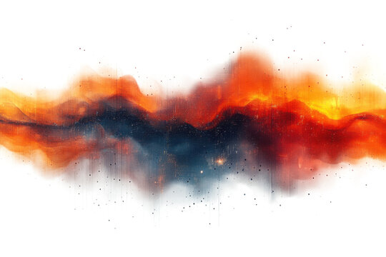 Abstract Fractal Art Energy Swirls in Fiery Reds and Cool Blues Digital Illustration Generative Wave