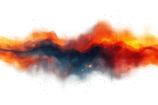 Abstract Fractal Art Energy Swirls in Fiery Reds and Cool Blues Digital Illustration Generative Wave