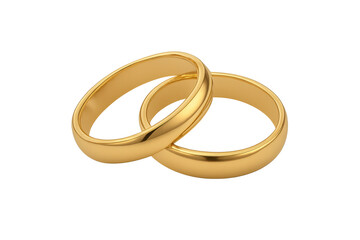 Gold wedding rings symbolizing commitment and love on transparent background