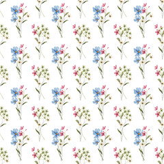 Seamless pattern, floral background with watercolor flower bouquets. Repeat fabric wallpaper print texture. Perfectly for backdrop, wrapped paper.