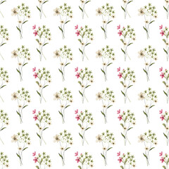 Seamless pattern, floral background with watercolor flower bouquets. Repeat fabric wallpaper print texture. Perfectly for backdrop, wrapped paper.
