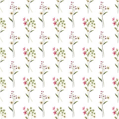 Seamless pattern, floral background with watercolor flower bouquets. Repeat fabric wallpaper print texture. Perfectly for backdrop, wrapped paper.