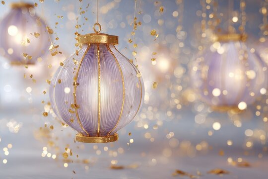 Sophisticated New Year's party poster with soft glowing lanterns, a luxurious color palette, and a warm, inviting mood to attract guests