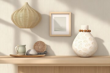 Minimalist frame mockup for New Year greetings, featuring clean lines and subtle textures, illuminated by gentle, soft lighting