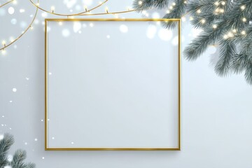 Minimalist frame mockup for New Year greetings, featuring clean lines and subtle textures, illuminated by gentle, soft lighting