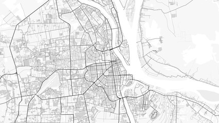 Fototapeta premium Phnom Penh City Map. Minimalist black and white line art poster for printing, wallpaper, wall art, and map resources for home and office decor