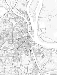 Fototapeta premium Phnom Penh City Map. Minimalist black and white line art poster for printing, wallpaper, wall art, and map resources for home and office decor