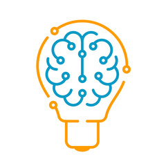 Ai brain idea light bulb logo icon