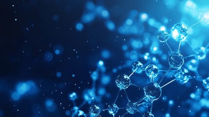 3d molecule background with connected spheres and dynamic atomic structure