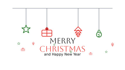 Christmas Card with Hanging Icons and Holiday Message