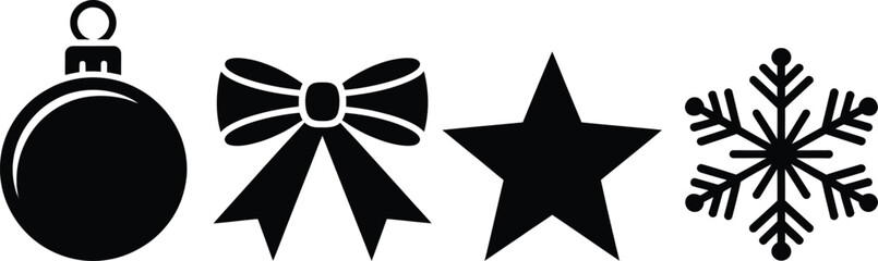 Obraz premium Decorative christmas elements set: bauble, bow, star, snowflake Vector