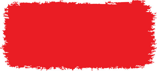 A vibrant red rectangular shape with a distressed, brush-stroke-like border against a white background.