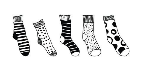 Hand-Drawn Socks Illustration Set Cute Doodle Style