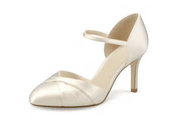 White satin wedding high heel shoe isolated