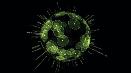 Animated representation of globe showing stars and constellation names