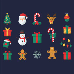 Fototapeta premium Festive christmas elements collection for holiday designs