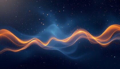Glowing orange energy waves in blue cosmic space